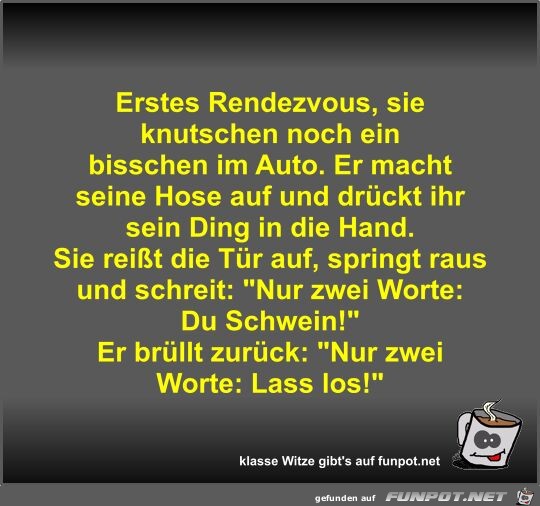 Erstes Rendezvous, sie knutschen noch ein bisschen im Auto