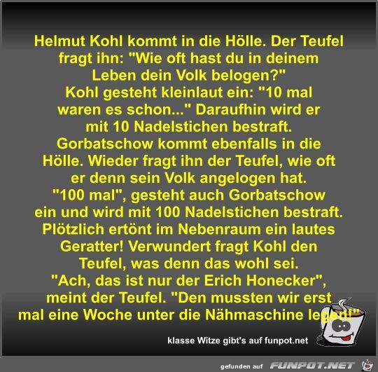 Helmut Kohl kommt in die Hlle