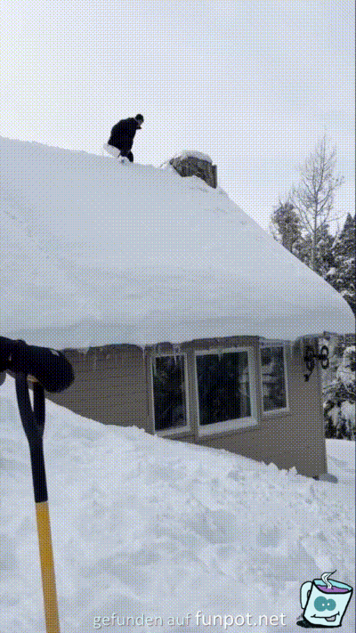 Das Dach schneefrei machen