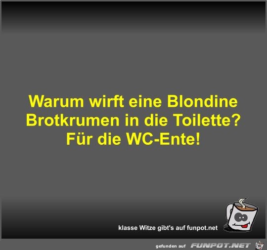 Warum wirft eine Blondine Brotkrumen in die Toilette?