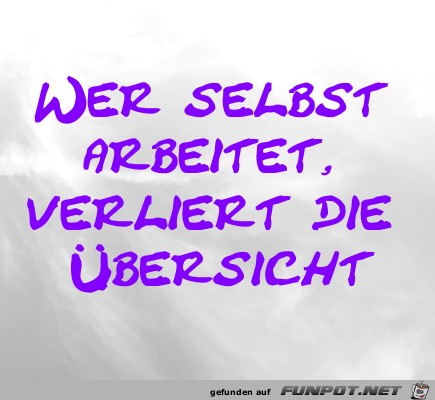 Wer selbst arbeitet, verliert die bersicht