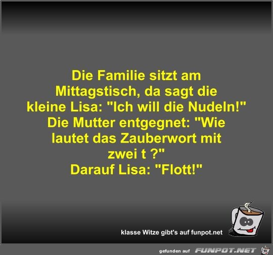 Die Familie sitzt am Mittagstisch