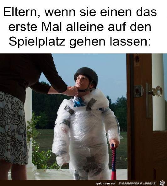 Zum ersten mal alleine auf den Spielplatz