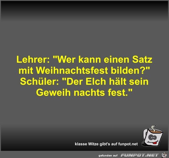 Lehrer: Wer kann einen Satz mit Weihnachtsfest bilden?