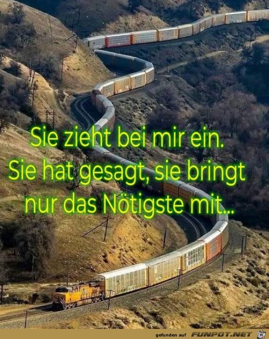 Sie bringt nur das Ntigste mit