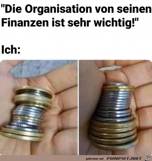 Geld sortiert