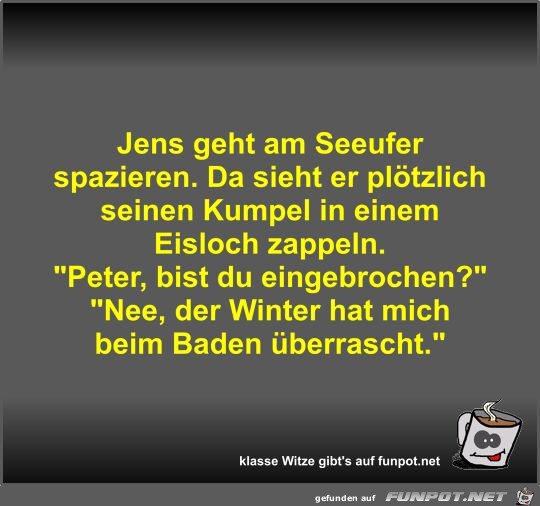 Jens geht am Seeufer spazieren