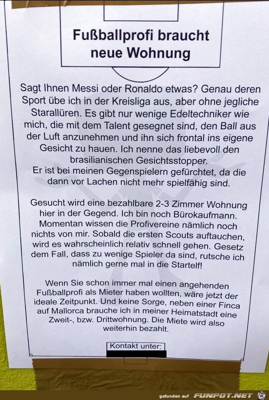 Wenn ein Fuballprofi eine Wohnung sucht...