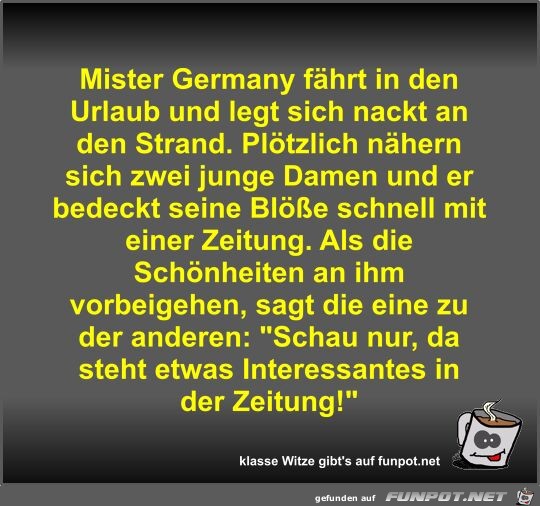 Mister Germany fährt in den Urlaub und legt sich nackt an... Mister Germany fährt in den Urlaub und legt sich nackt an...