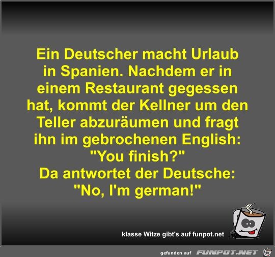 Ein Deutscher macht Urlaub in Spanien