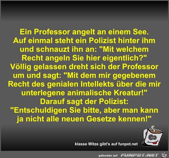 Ein Professor angelt an einem See