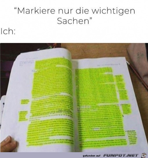 Nur das Wichtigste markieren