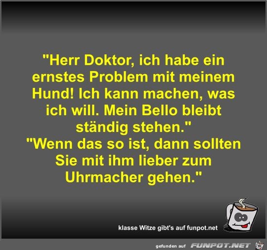 Herr Doktor, ich habe ein ernstes Problem mit meinem Hund!