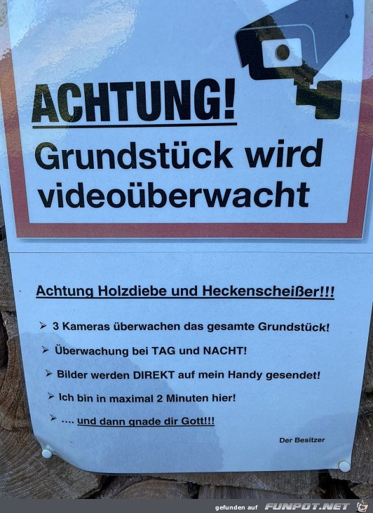 Grundstck wird videoberwacht