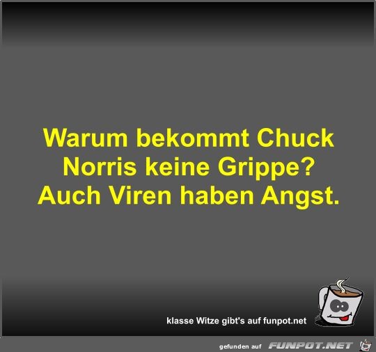 Warum bekommt Chuck Norris keine Grippe?