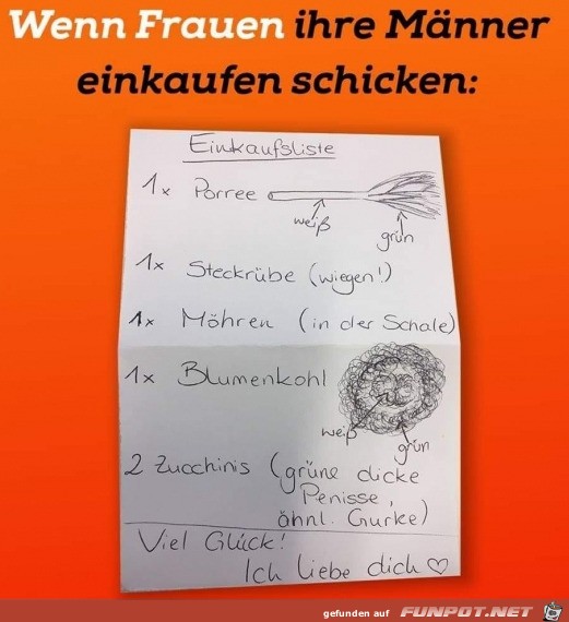 Lustiger Einkaufszettel