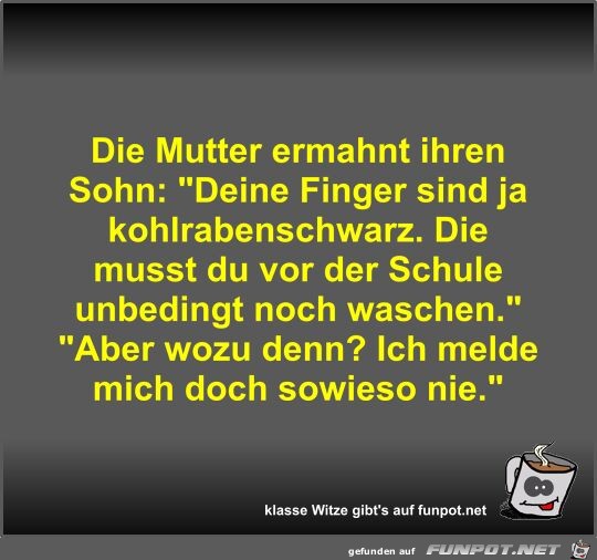 Die Mutter ermahnt ihren Sohn