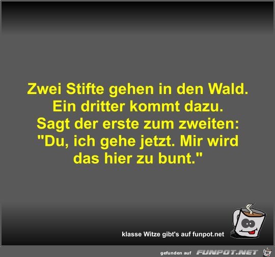 Zwei Stifte gehen in den Wald