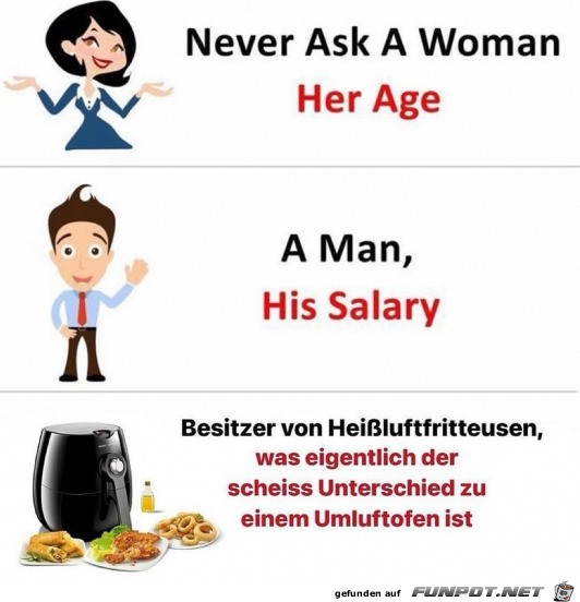 Frage niemals