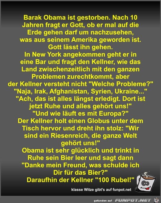 Barak Obama ist gestorben