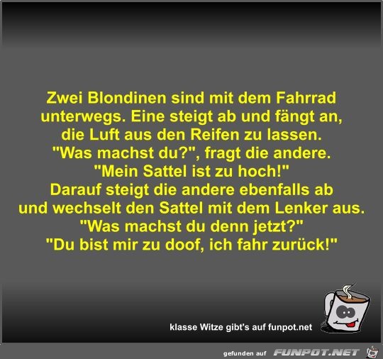 Zwei Blondinen sind mit dem Fahrrad unterwegs