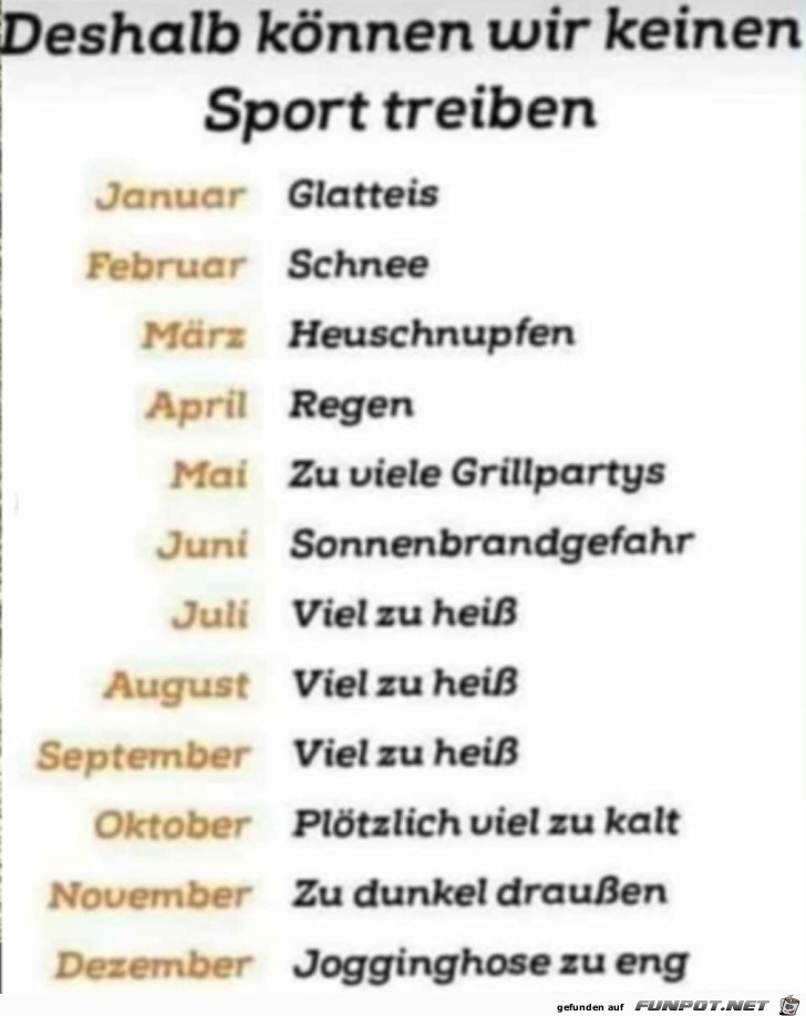 Grnde gegen Sport