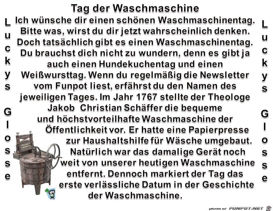 Tag der Waschmaschine