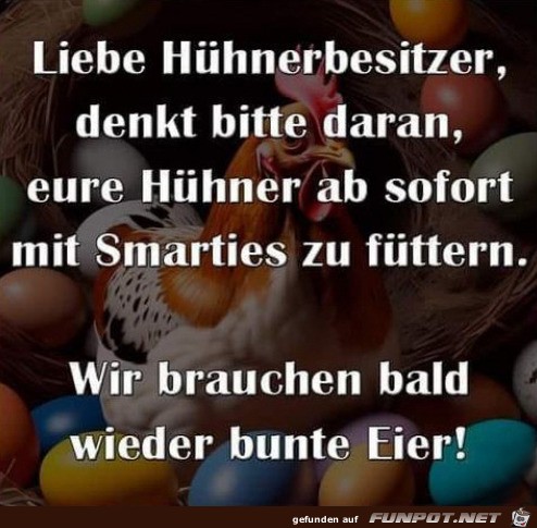 Hhner mit Smarties fttern