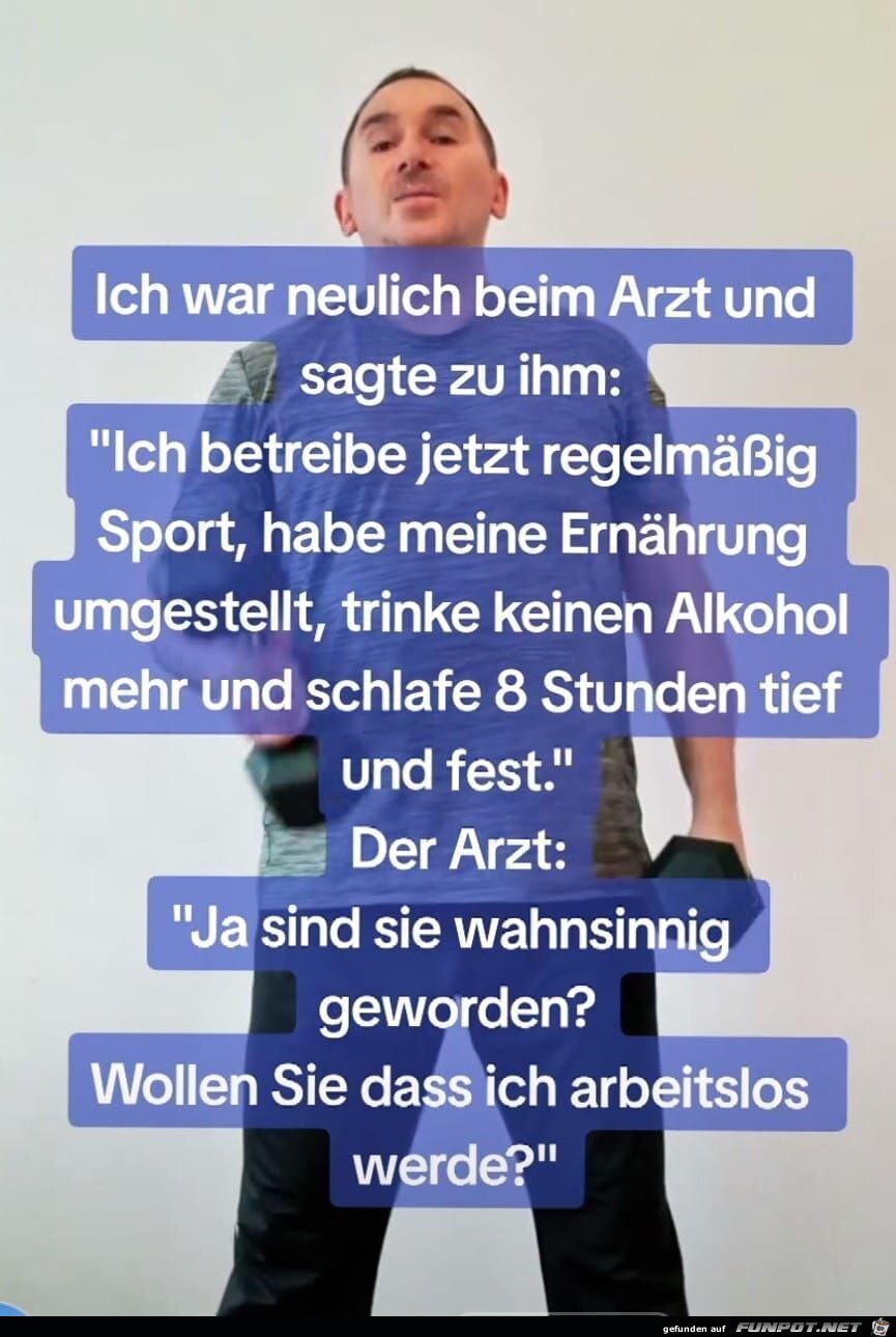 Lustige Reaktion des Arztes