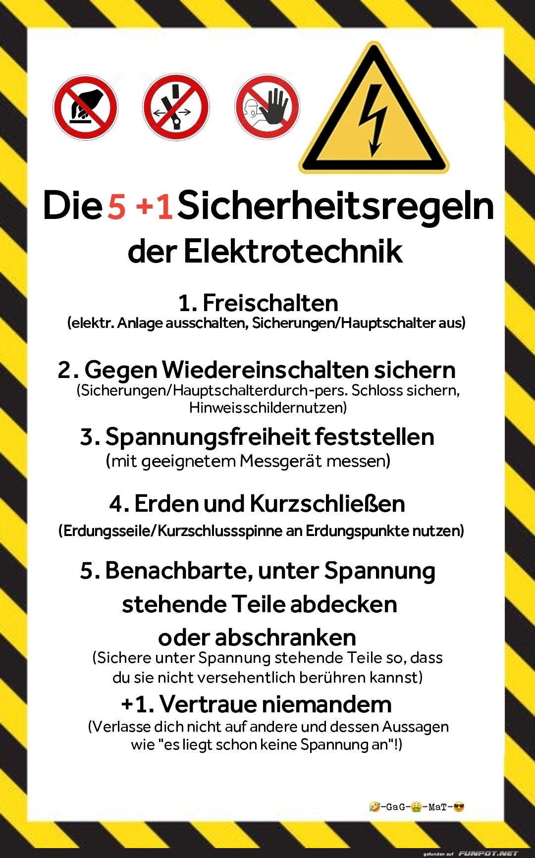 Elektriksche Sicherheitsregeln