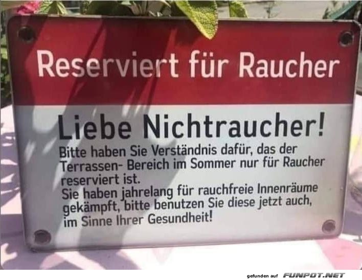 Reserviert für Raucher Reserviert für Raucher