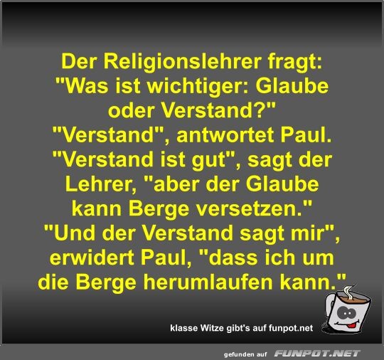 Der Religionslehrer fragt