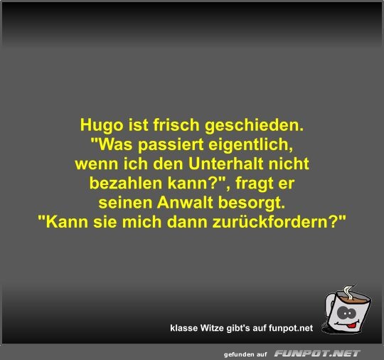 Hugo ist frisch geschieden