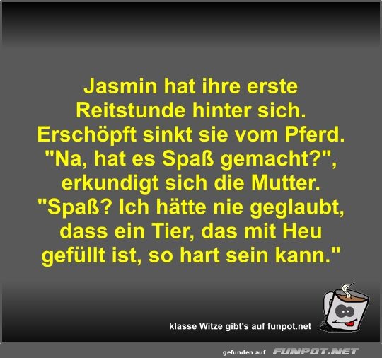 Jasmin hat ihre erste Reitstunde hinter sich