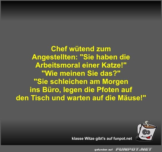 Chef wtend zum Angestellten