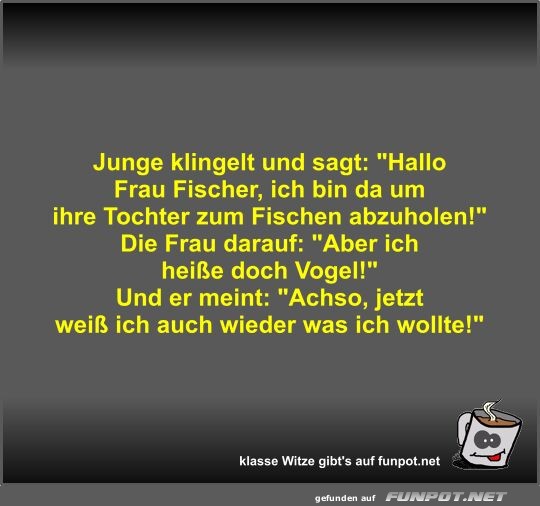 Junge klingelt und sagt