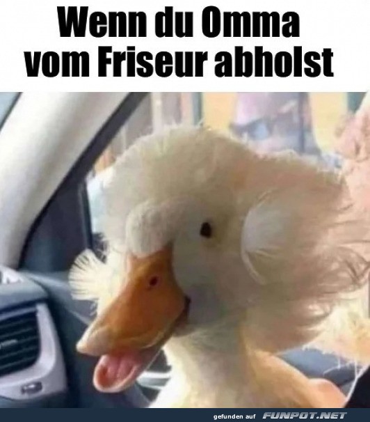 Oma nach dem Friseur