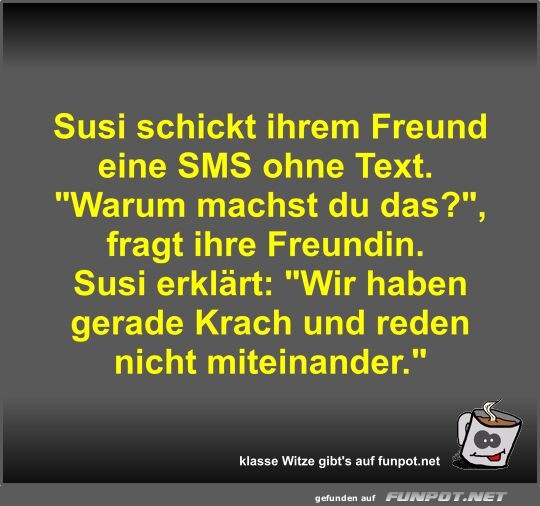 Susi schickt ihrem Freund eine SMS ohne Text