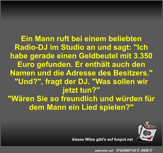 Ein Mann ruft bei einem beliebten Radio-DJ im Studio an und Ein Mann ruft bei einem beliebten Radio-DJ im Studio an und