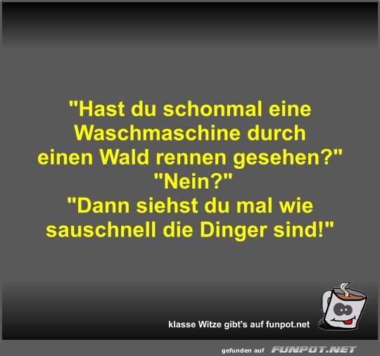 Hast du schonmal eine Waschmaschine durch einen Wald...