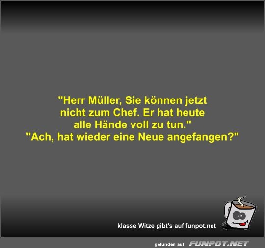 Herr Mller, Sie knnen jetzt nicht zum Chef