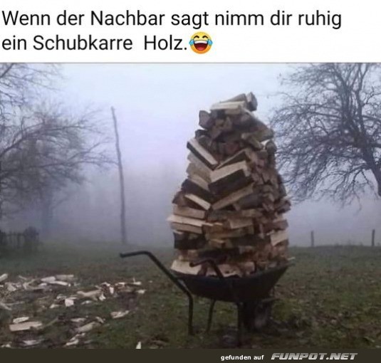 Schubkarre voll Holz