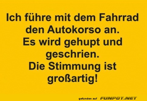 Autokorso mit dem Rad anfhren