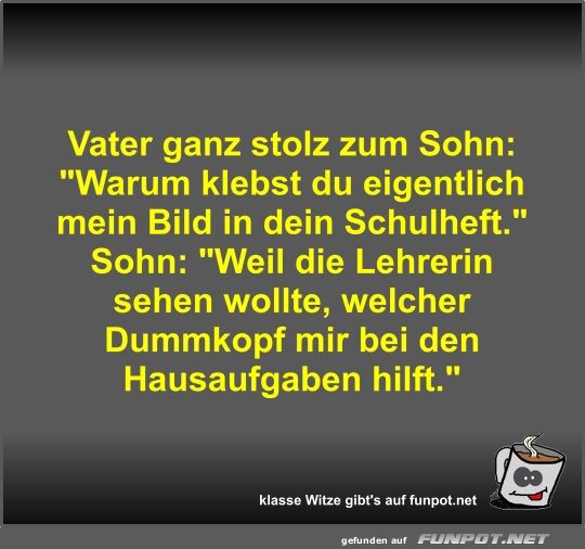 Vater ganz stolz zum Sohn