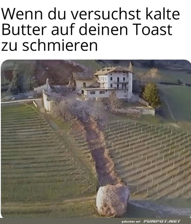 Kalte Butter auf Toast