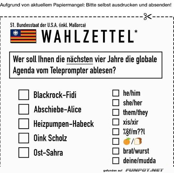 Besonderer Wahlzettel