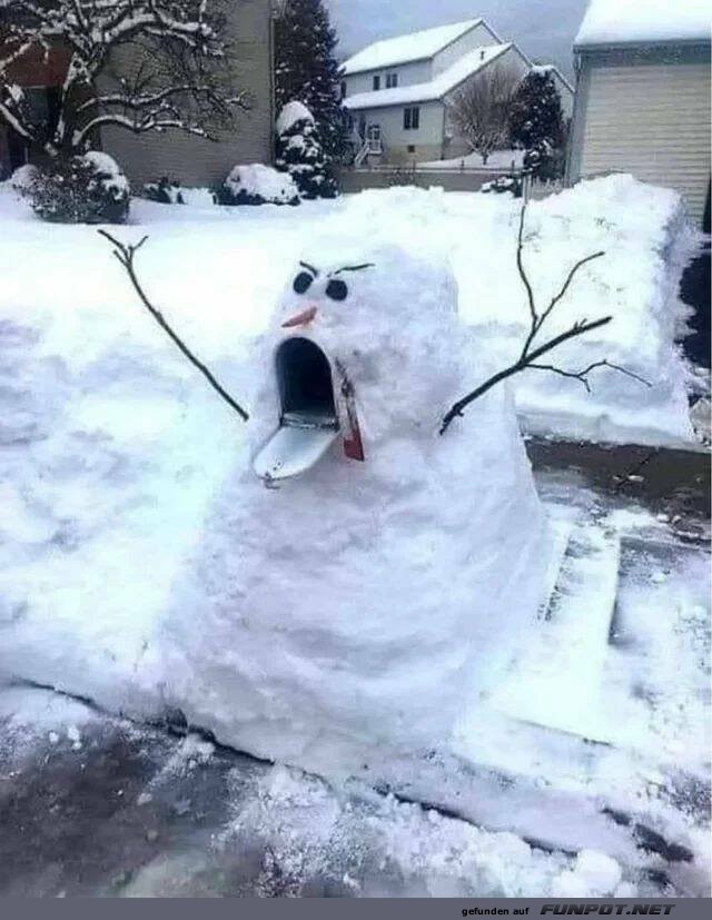 Lustiger Briefkasten-Schneemann