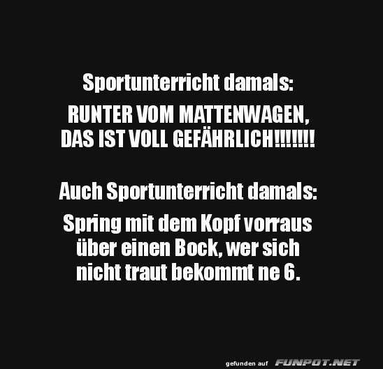 Sportunterricht damals