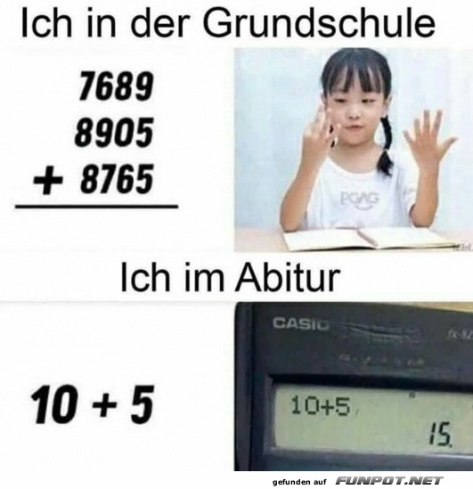 Bildhumor: Schulzeit vs. Abitur