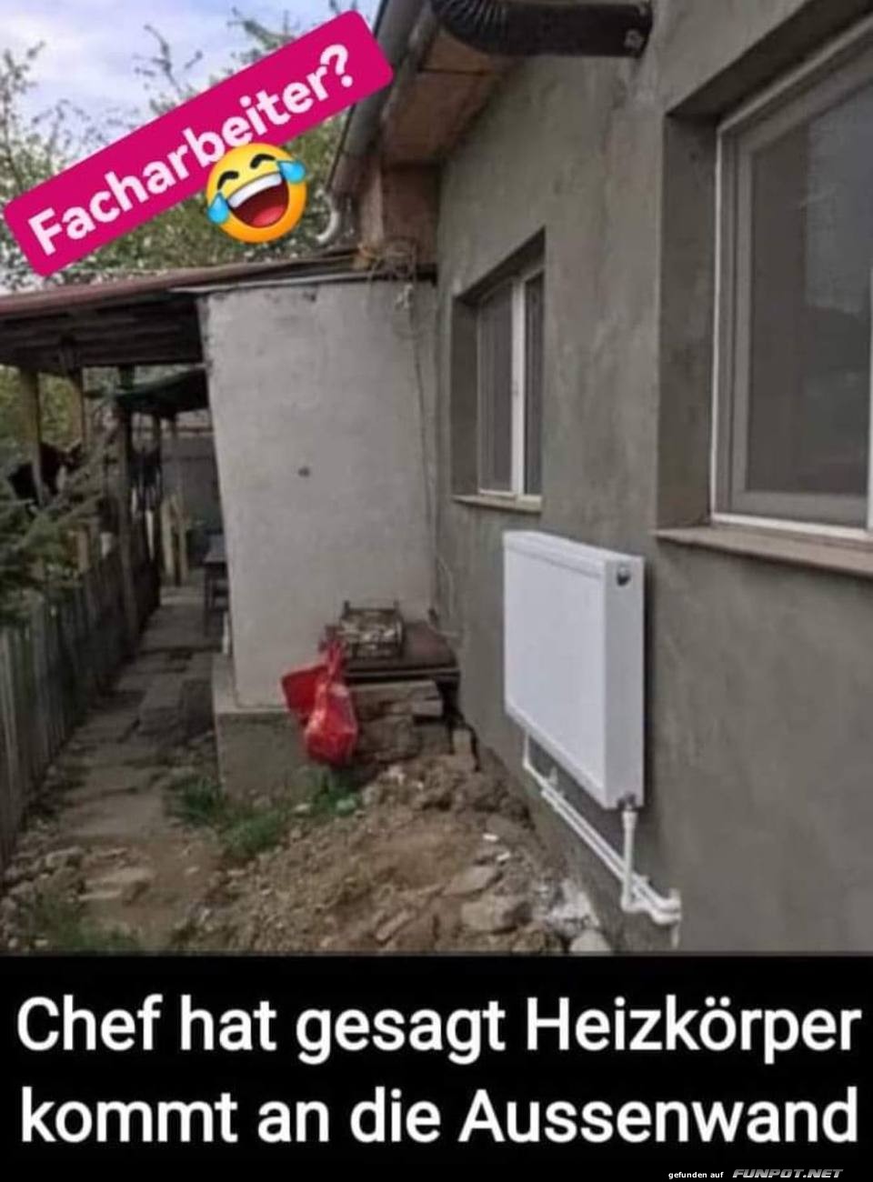 Heizkrper auf der Auenwand installiert